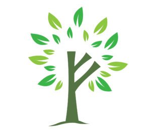 tree icon with green illustration in plain background